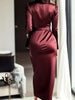 Autumn temperament goddess Hepburn style long-sleeved lace-tight waist dress for women