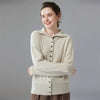 Autumn Women's Cardigan 100% Cashmere Knitted Sweater Chic Tops Female Causal Turtleneck Collar Loose Size Jacket Coat