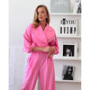 Women's Set Long Sleeve Slim Blazer and Wide Leg Pants Fall OL Workout Two 2 Piece Sets Outfit Tracksuit