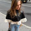 Women's Coat Stand Collar Single Breasted Ruffle Hem Patchwork Female Cape Early Spring Chic Holiday Lady Capes