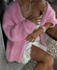 Women Knitted Thick Cashmere Wool Cardigan Chic V Neck Single Breasted Long Sleeve Sweater Fall Winter Coat Outwear
