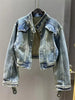 Vintage Short Denim Jacket Women Spring Autumn Lapel Jeans Jacket Coat Casual Female Outerwear Streetwear