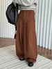 Winter Thick Warm Pants For Women High Waist Pleated Wide Leg Trousers Office Lady Clothes Minimalism 26C967