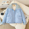 Down Cotton Jacket Women's Short Lamb Wool Loose Cotton Jacket Winter Korean Version Thick Bread Jacket Lemon Yellow