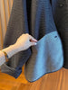 Korean Style Single Breasted Coats Women Autumn Patchwork Gray Loose Casual Coats