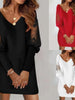 Dresses For Women Sexy V Neck Mesh Lace Sleeve Loose Dress Spring Autumn Casual Elegant Office Ladies Dress Robe Femme