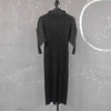 Pleated Half High Collar Batwing Sleeve Women's Dress Chic Elastic Loose Casual Famale Clothes 2DB4324