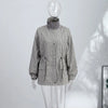 Casual Grid Drawstring Loose Coat Women Stand Collar Button Waist-Closed Female Jacket Spring Lady Street Outwears Chic