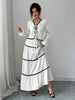 Women's Autumn Winter 2-Piece Set Dress, Casual Long Sleeve Tie-Up Top, High Waist Elegant Skirt, for Sunny Days