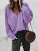 Casual Knitted Sweater Women Streetwear V Neck Long Sleeve Pullovers Loose Solid Coat Autumn Winter Women's Sweater