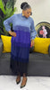 Tassel Patchwok Color Block Dress for Women Pleated Puff Sleeve Mid-calf Dresses Female Autumn