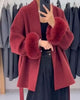 Elegant Lace Up Woolen Overcoat Women Casual Lapel V-neck Full Sleeve Loose Warm Outerwears Lady Autumn Commute Street Coat