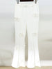 High Street Designer Trousers Women Flowers Appliques Pants