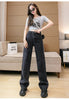 Autumn Spring Jeans Women Denim Pants Vintage Straight Trousers Female White Black Solid Loose Casual Wide Leg Pants