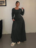 Plus-Size Solid-Color Knit Elegant A-Line Flowy Maxi Dress Women's Long Dress Casual & Commuter Style