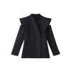 Hollow Out Long Sleeve Blazer Jacket For Women Spring Solid V-neck Waist Suit Coats Office Lady Chic Outerwear