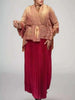 2 Pieces Set Women V Neck Full Sleeves Bandage Coat + Elastic Waist A Line Skirt Lady Pleated Clothes 2DC1483
