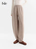 Leisure Loose-fitting High-waisted Drawstring Knit Lantern Pants for Women Winter Style Korean Style