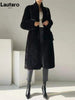 Winter Long Black Elegant Stylish Thick Warm Fluffy Hairy Soft Faux Mink Fur Coat Women Stand Collar Sashes