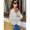 Autumn Women Sequin Kimono Jacket Coat Long Sleeve V Neck Female Casual Loose Outerwear Chic Lady Wrap Outfits