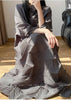 Women's Pleated Dress Elastic Loose Three Quarter Sleeve Stand Collar Dresses With Irregular Pleats2DB8596