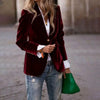 Elegant Velvet Blazer for Women Single Button Lapel Female Blazer Jacket Slim Fit Office Lady Outerwear Coat Spring Autumn Women