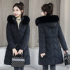 Winter Down Cotton Jacket Women Korean Cotton-Padded Thicken Warm Mid Long Hooded Parkas Slim Coat Female Casual Ladies Tops
