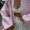Y-neck Lace-up Cotton Coat Pink Floral Padded Jacket Loose Sweet Casual Japanese Cardigan Cotton-padded Coats Lady Warm Overcoat