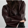 Urban Solid Pu Leather Women Jacket Street Stand Collar Long Sleeve Female Outwear Autumn Winter Lady Streetwear