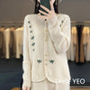 Autumn Winter Round Neck Embroidery Comfortable Ladies Sweater Coat Elegant Women Knitted Cardigan Sweater Jacket