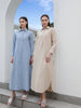 SS25 Women Stripe Blouse Maxi Dress with Removable Belt 100% Cotton