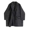 Houndstooth Faux Wool Jacket Women Korean Loose Elegant Double Breasted Suit Overcoat Winter Thick Warm Blend Outerwear