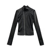 Streetwear Solid Women PU Jackets Y2k Aesthetic Zipper Slim Fit Cropped Elastic Coats Harajuku Casual Black Punk Mujer Chaqueta