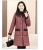 Winter Coat Vintage Velvet And Thickening Single breasted Cotton Coat for Women Fit Cotton Clip Warm Long Parka Plaid Coat