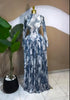 Women Paisley Printed Big Swing Ruffles A-line Mesh Maxi Dress Parties Vacation Education Long Dresses Vestidos