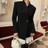 Elegant Lace Blazer Coat Women Office Lady Full Sleeve Single Breasted Jackets Autumn Black Casual Slim Coats