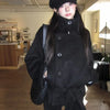 Unique Long Sleeves Woolen Coat Women's Retro Japanese Sle Stand Collar Belted Jacket Long Loose Commute Pure Color Coat