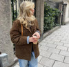 Autumn Winter Women Jacket With Lapel Woman Casual Single Breasted Pocket Long Sleeve Short Coat Street Overcoat