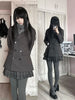 Japanese Vintage Academy Style 2 Piece Set Women Double Breasted Thickened Wool Coat Pleated Plaid Mini Skirt Slim Fit Casual