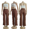 Straight Cargo Pants Women High Waist Baggy Trousers Casual Wide Leg Slim Vintage Y2K Streetwear Pocket Casual Pants