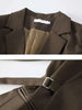 Belt Spliced Design Blazer Women Vintage Notched Collar Single Button Coat Spring Clothing 2AA4613