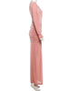 Folds Maxi Dress Women o-Neck Full Sleeve Solid Banquet Elegant Vacation Autumn Skinny Casual Simple Vestidos