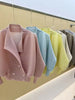 Pleated Cropped Blazer Women Batwing Sleeve Open Front Button Cardigan Jacket Elegant Office Casual Coat