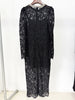 High Street Stylish Designer Women's Beaded Diamond Long Sleeve Slim Water-Soluble Lace Dress