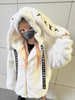 Winter Sweet Kawaii Soft Warm Purple Faux Fur Coat Women Bunny Ears Designer Clothes Fluffy Jacket Hoodie