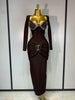 Women Sexy Sparkly Beading Bandage Dress Long Sleeve Bodycon Celebrity Party Elegant Evening Club Pary Dresses