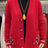 Autumn Pocket Knit Cardigan Women Casual Sweater Coat Single Breasted V-Neck All-Match Knitted Jacket Female Tops