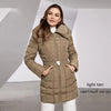 Women's Winter Jacket Hooded Belt Long Parkas Warm Padding Puffer Plaid Quilted Coat Down Jacket Thick Snow Wear
