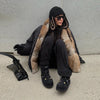 Casual Women Thick Coat With Faux Fur Collar Full Sleeve Zipper Loose Oversize Warm Jacket Female Winter Lady Coats