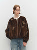 Winter Elegant Thick Warm Soft Brown Short Faux Mink Fur Coat Women Beading Loose Stylish Chic Fluffy Jacket